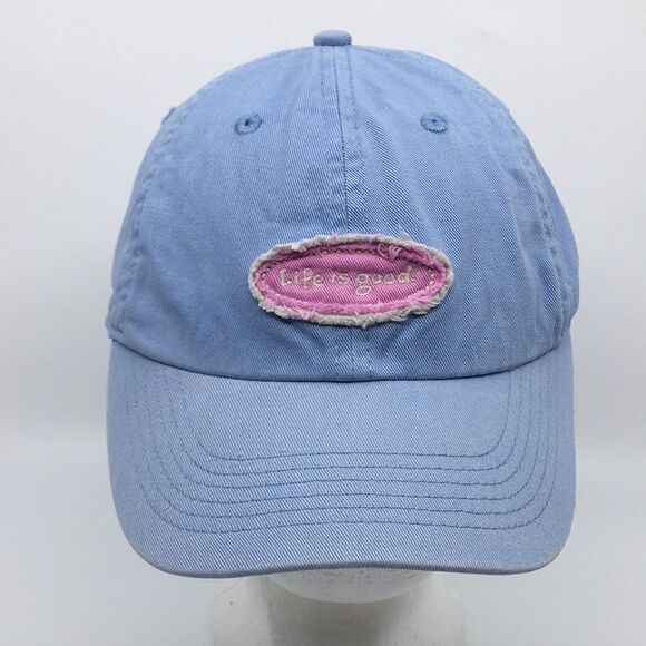 Life Is Good Accessories - Life Is Good Light Blue and Pink Patch Embroidered Hat Baseball Cap